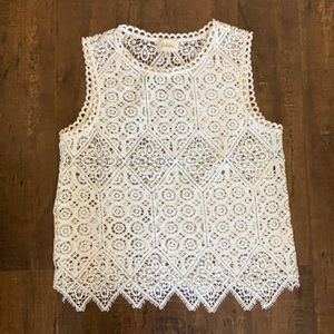 Crochet/Lace White Tank - XS/S